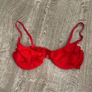Christian Dior Red l Lace Underwire Bralette Bra